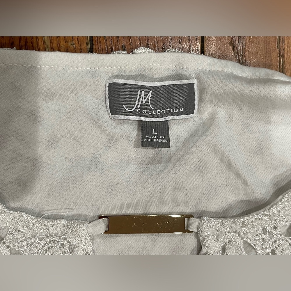 JM Collection White Textured Blouse - Picture 4 of 10